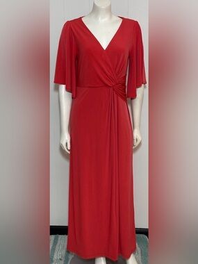New Halston Heritage Elegant Red Wrap-Style Maxi Gown Dress Plus Size 18